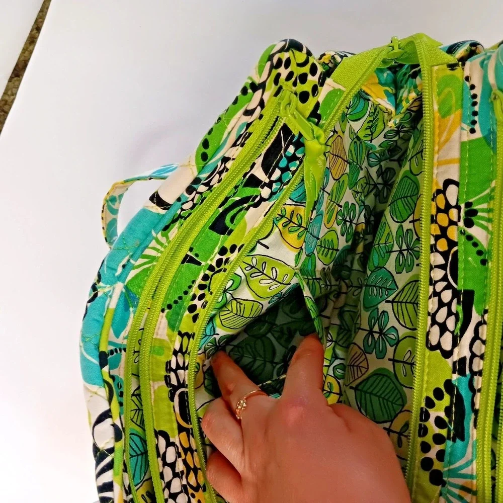 Vera Bradley Frame Bag Satchel Lime's Up Retired Floral Quilted Green Blue
